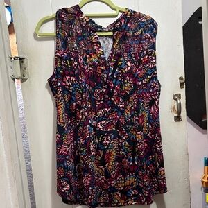 Ava & Grace Colorful Patterned Sleeveless Blouse